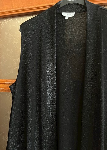 Siyah Drapeli Uzun Kadın Yelek - Görsel 3