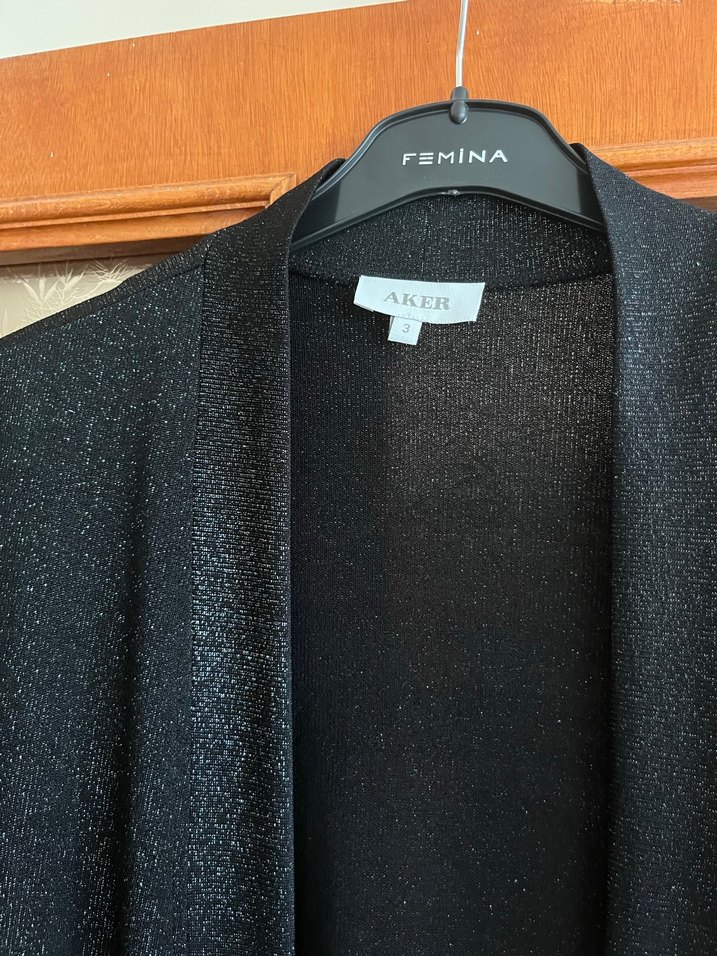 Siyah Drapeli Uzun Kadın Yelek - Görsel 2