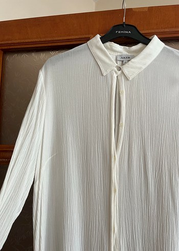 Beyaz Pileli Uzun Kollu Kadın Gömlek - Görsel 4