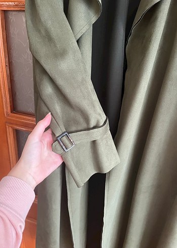 Kadın Uzun Süet Trençkot - Görsel 3