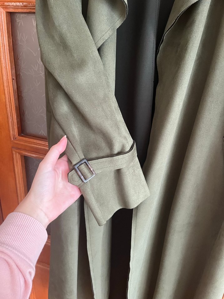 Kadın Uzun Süet Trençkot - Görsel 3