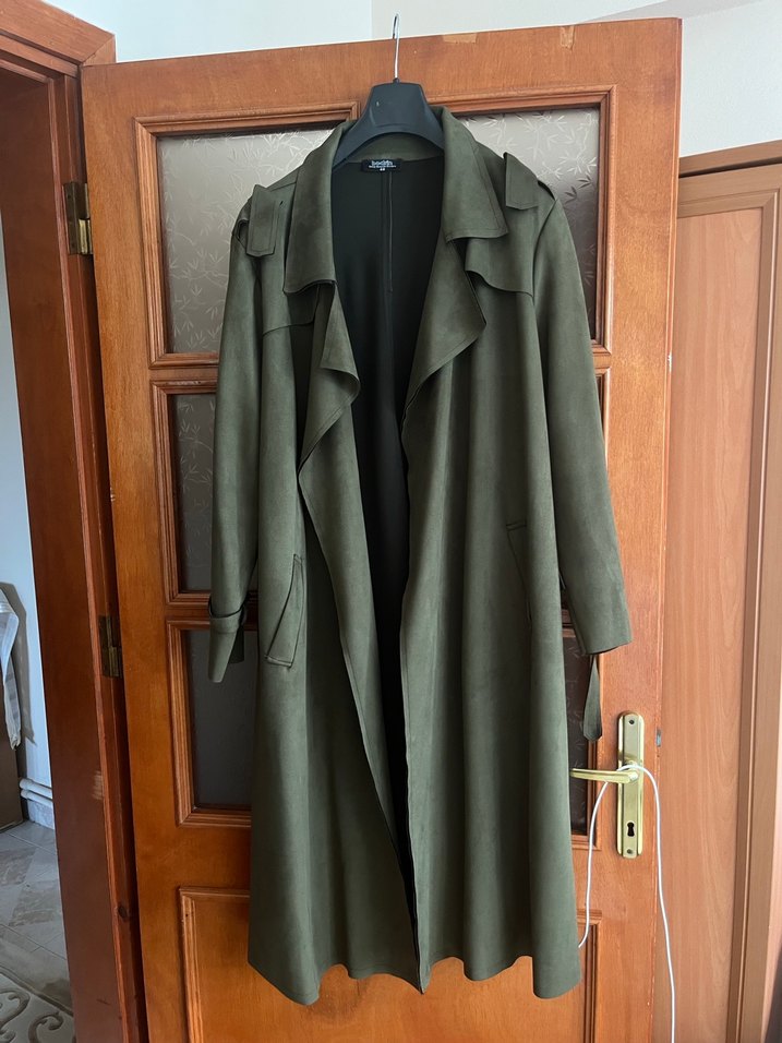 Kadın Uzun Süet Trençkot - Görsel 2