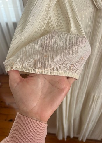 Simli beyaz yazlık elbise - Görsel 3