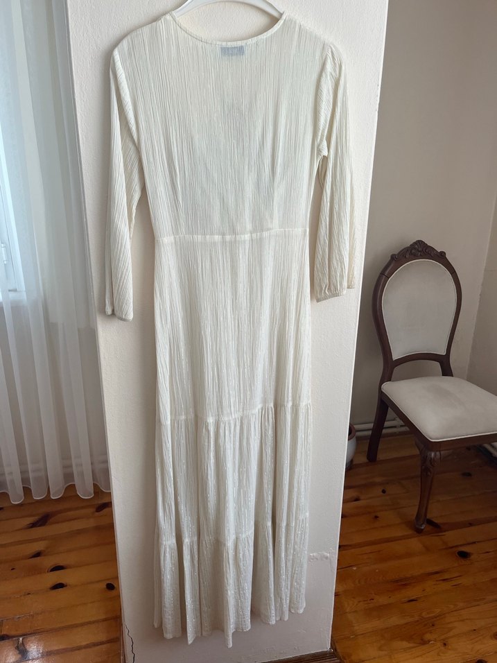 Simli beyaz yazlık elbise - Görsel 5