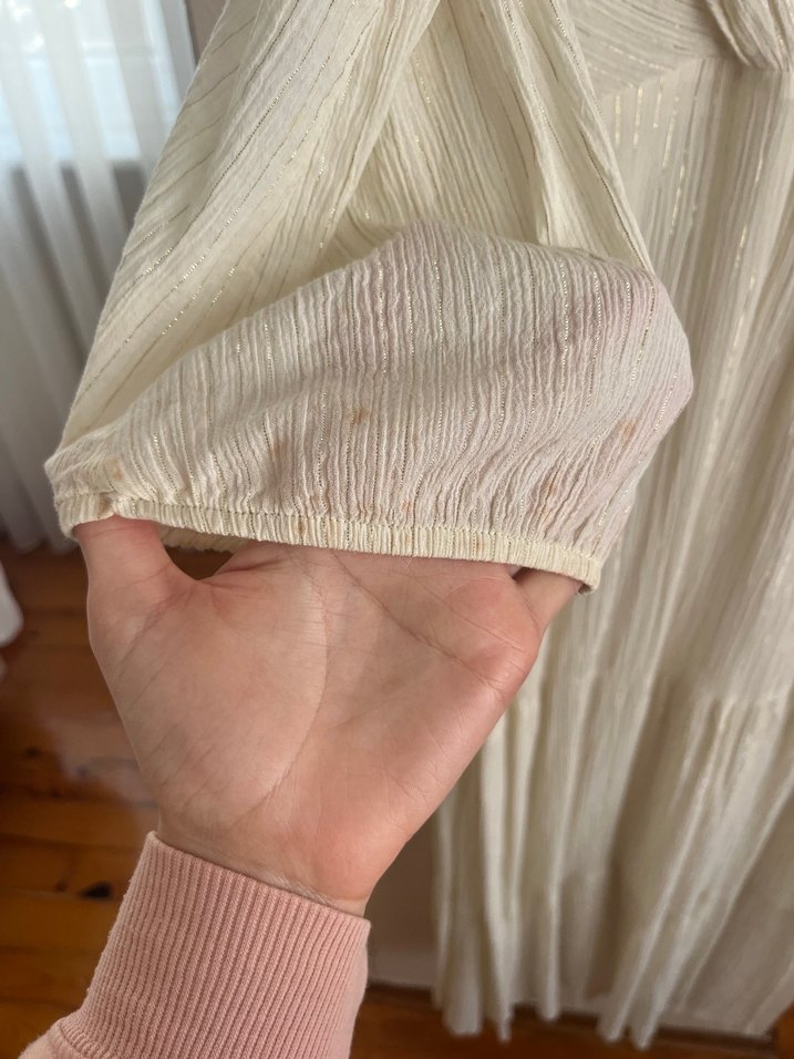 Simli beyaz yazlık elbise - Görsel 3