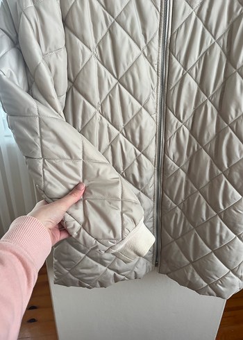 Bej Kadın Kapitone Midi Ceket - Görsel 3