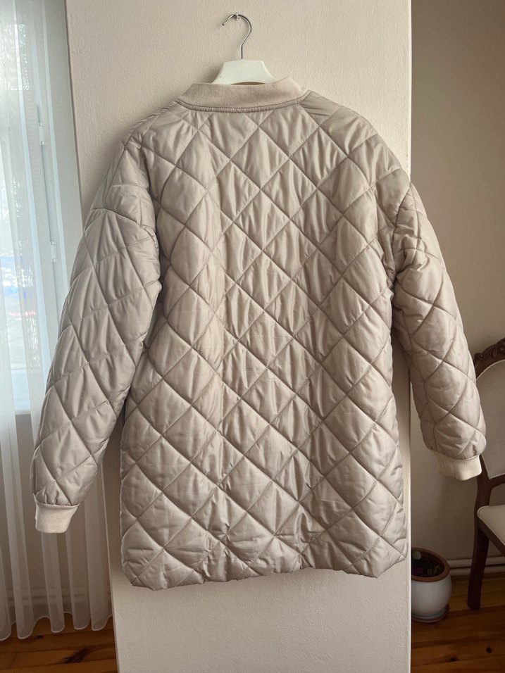 Bej Kadın Kapitone Midi Ceket - Görsel 5