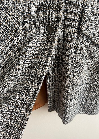 Kadın Gri Düğmeli Yün Gömlek Ceket - Görsel 4