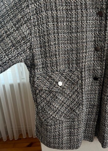 Kadın Gri Düğmeli Yün Gömlek Ceket - Görsel 3