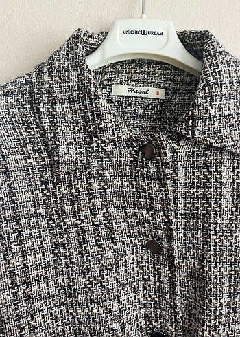 Kadın Gri Düğmeli Yün Gömlek Ceket - Görsel 2