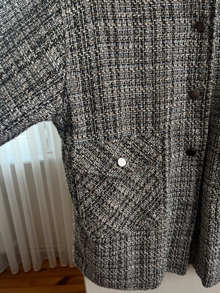 Kadın Gri Düğmeli Yün Gömlek Ceket - Görsel 3