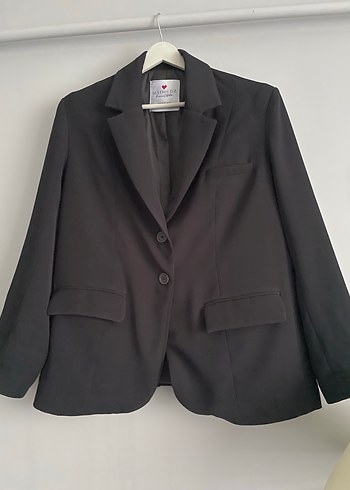 Kadın Siyah Düğmeli Midi Blazer Ceket Mathilda