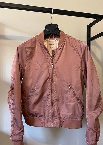 Pull and Bear Pull&Bear Kadın Parlak Pudra Bomber Ceket