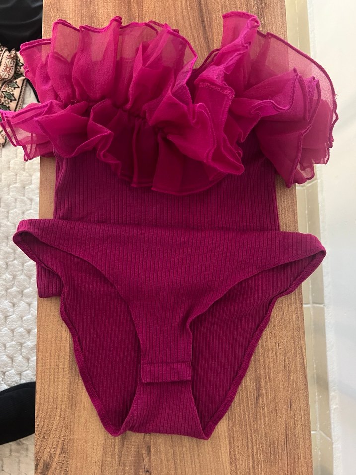 Pembe Fırfırlı Straplez Kız Bolero - Görsel 2