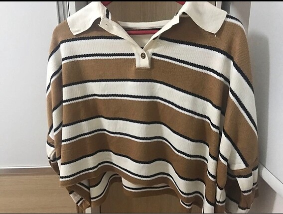 Çizgili çok şık oversize triko