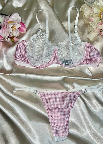 Victoria s Secret Nakışlı Pembe Parisli Sütyen Takımı ( S/M (7580) L/XL (85-90)
