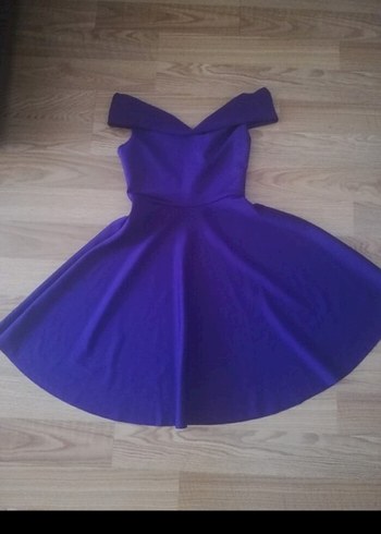 Mor parlak scuba Abiye Elbise - Görsel 2