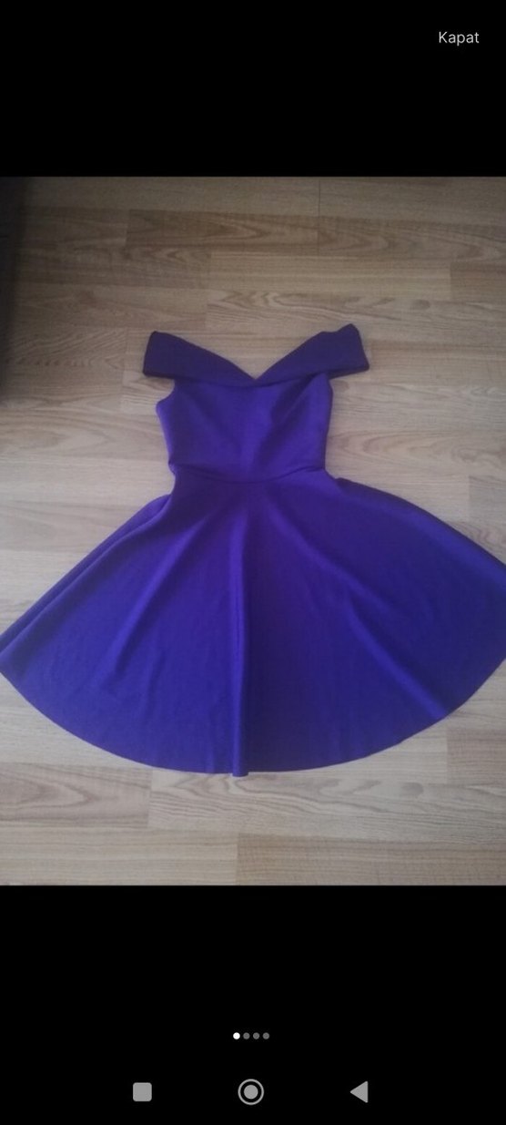 Mor parlak scuba Abiye Elbise - Görsel 2