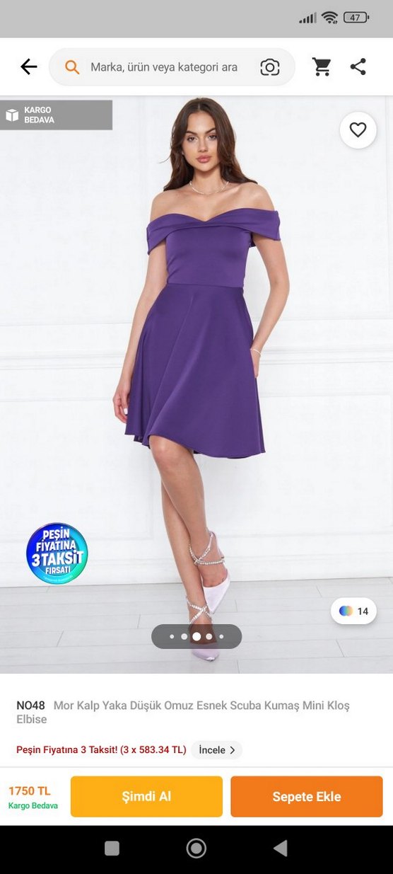 Mor parlak scuba Abiye Elbise - Görsel 5