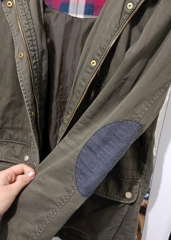 Kadın haki ekose astarlı yağmurluk - Görsel 4