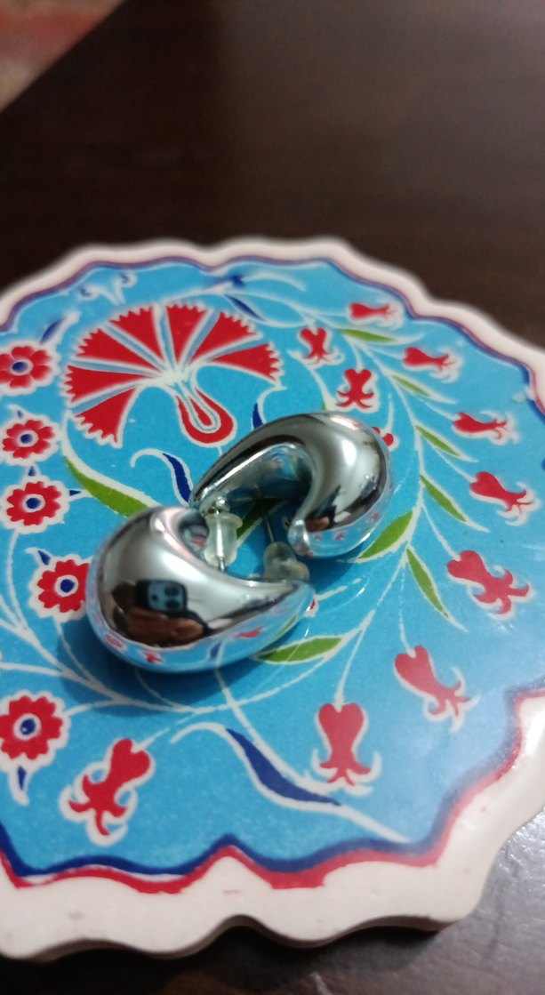 Parlak gri Damla Kadın Kol Düğmesi - Görsel 3