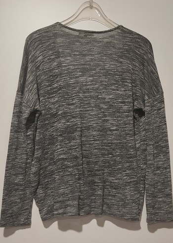 Gri V Yaka Kadın Triko Kazak - Görsel 2