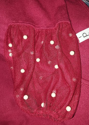 Bordo Uzun Kollu Kız Bluzu - Görsel 4