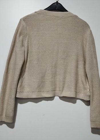 Bej Örgü Kadın Hırka, Uzun Kollu, Normcore - Görsel 2