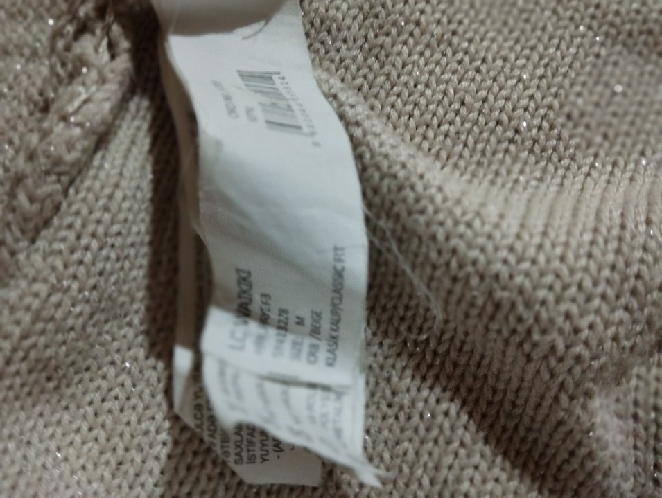 Bej Örgü Kadın Hırka, Uzun Kollu, Normcore - Görsel 4