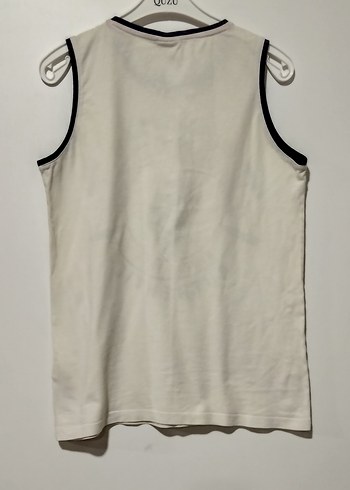 Erkek Beyaz Baskılı Kolsuz Tişört - Görsel 2