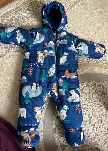 Kürk Detaylı Koyu Mavi Erkek Bebek Tulum - Görsel 2