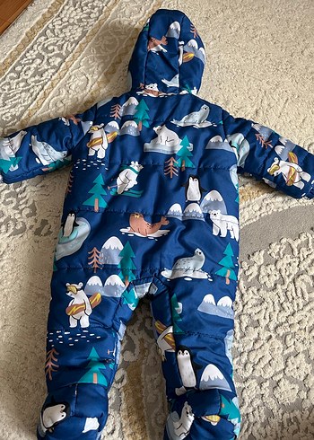 Kürk Detaylı Koyu Mavi Erkek Bebek Tulum - Görsel 4