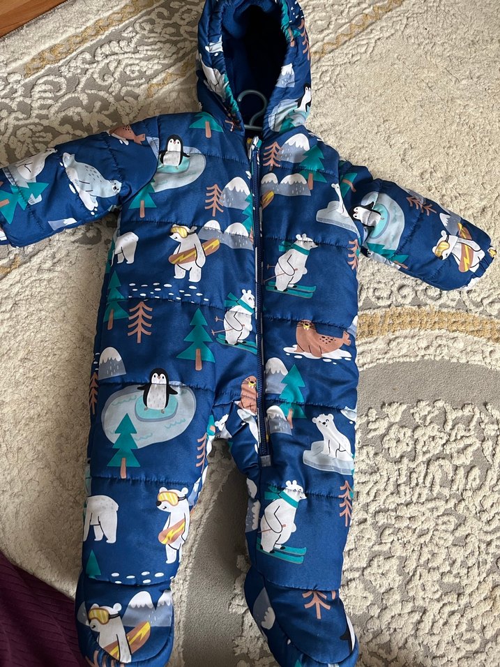 Kürk Detaylı Koyu Mavi Erkek Bebek Tulum - Görsel 3