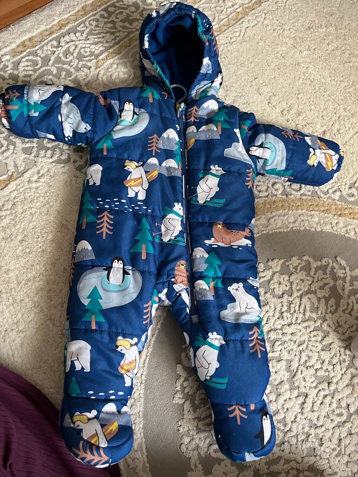 Kürk Detaylı Koyu Mavi Erkek Bebek Tulum - Görsel 2