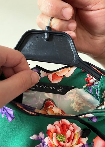 Uzun Kollu Yeşil Çiçekli Bohem Elbise - Görsel 2