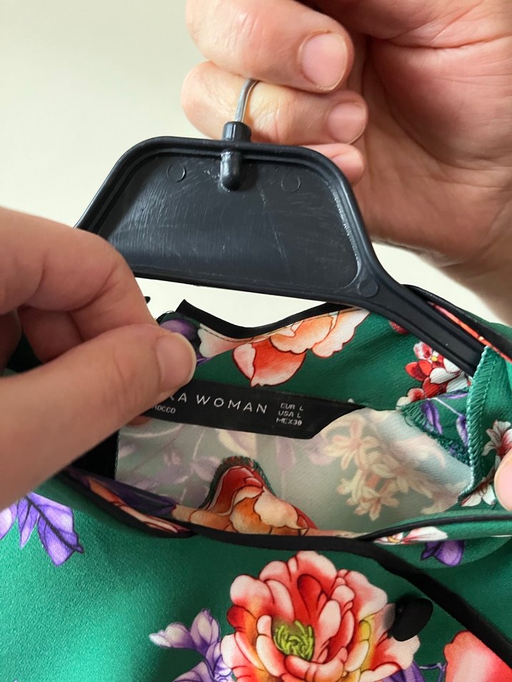 Uzun Kollu Yeşil Çiçekli Bohem Elbise - Görsel 2