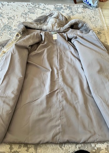 Gri Kadın Midi Boy Suni Kürk Ceket - Görsel 6