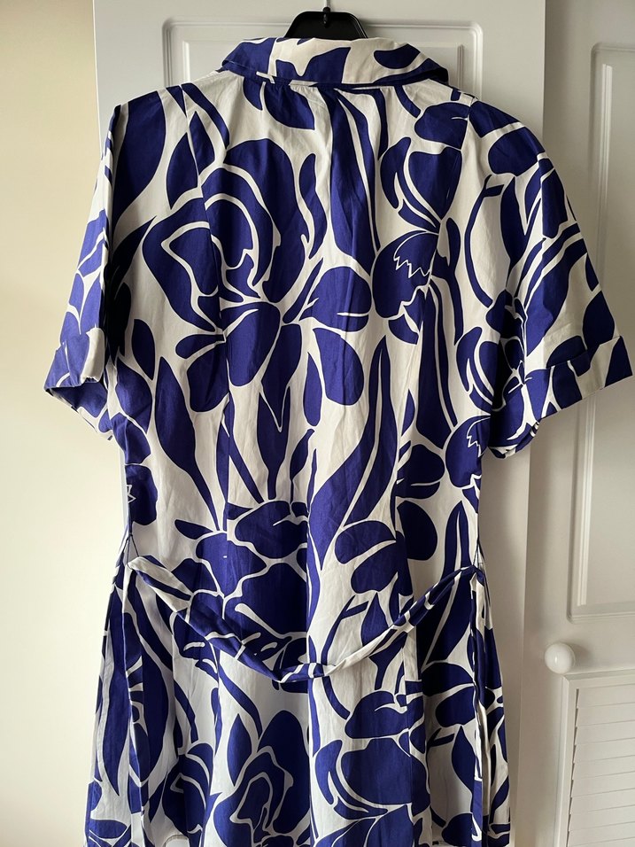 Mavi Baskılı Gömlek elbise - Görsel 2