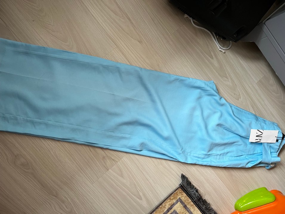 Mavi Midi Kadın Kumaş Pantolon - Görsel 2