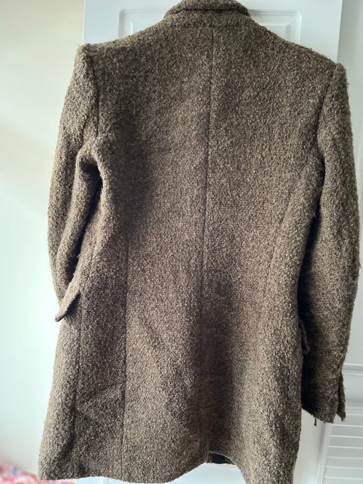 Düğmeli Kahverengi Midi Kadın Kaban - Görsel 2