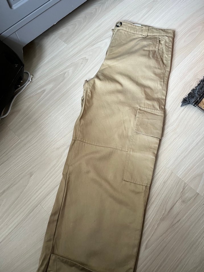 Bej Rahat Kesim Kadın Kumaş Pantolon - Görsel 2