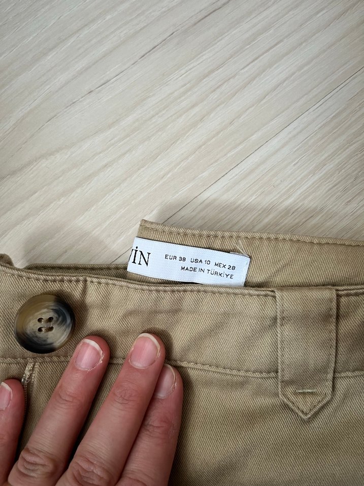 Bej Rahat Kesim Kadın Kumaş Pantolon - Görsel 4