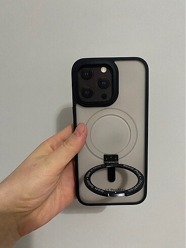 15 pro max siyah destekli telefon kılıfı - Görsel 3