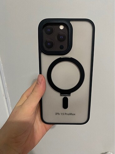 15 pro max siyah destekli telefon kılıfı - Görsel 4