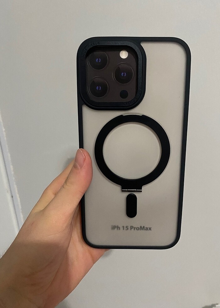 15 pro max siyah destekli telefon kılıfı - Görsel 4