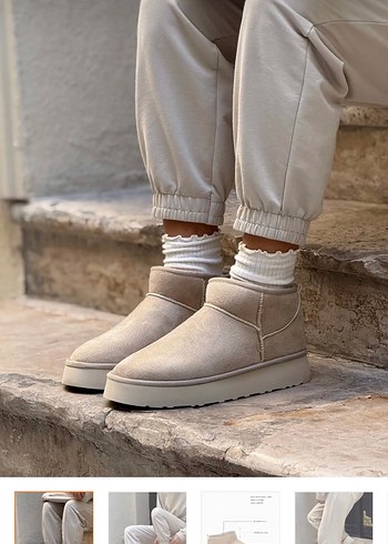 Bej Süet Platform Topuklu Kadın Bot ugg