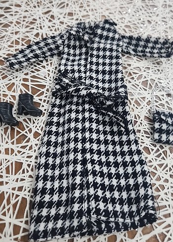 Barbie Kemerli, Uzun Kollu, Ekose Desenli barbie Kabanı