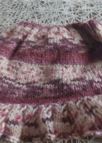 Bordo Bohem Mini Örgü Hamile Eteği - Görsel 2