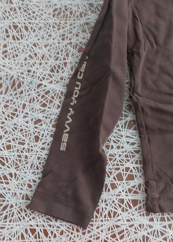 Kız Çocuk Kahverengi Baskılı Uzun Kollu Tişört - Görsel 2