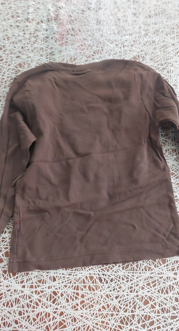 Kız Çocuk Kahverengi Baskılı Uzun Kollu Tişört - Görsel 5